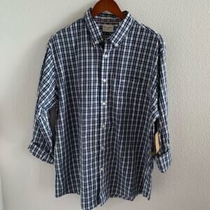 NWT Docker's Men Classic Fit Plaid Check Shirt Blue Hues XL